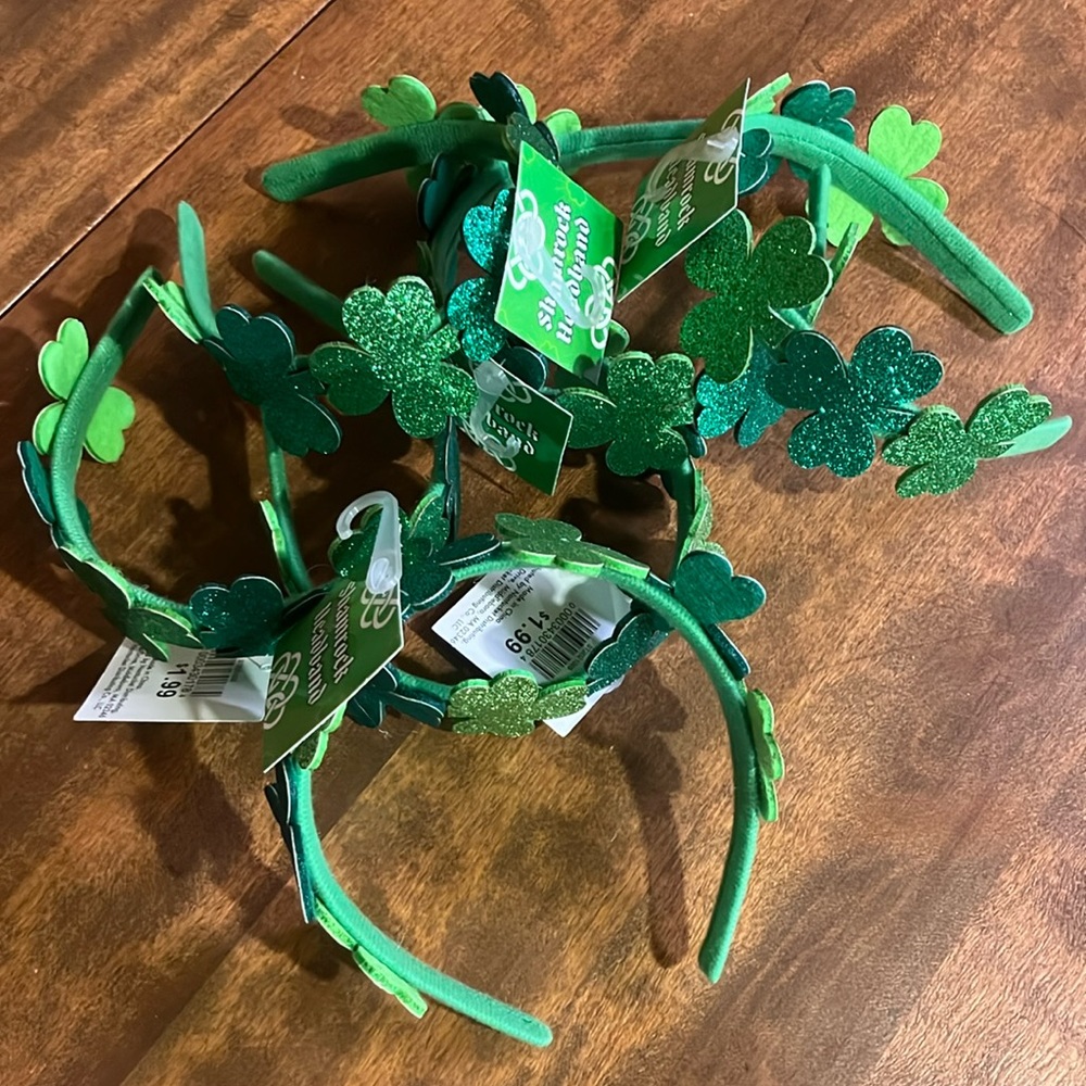 Six Glitter Shamrock headbands